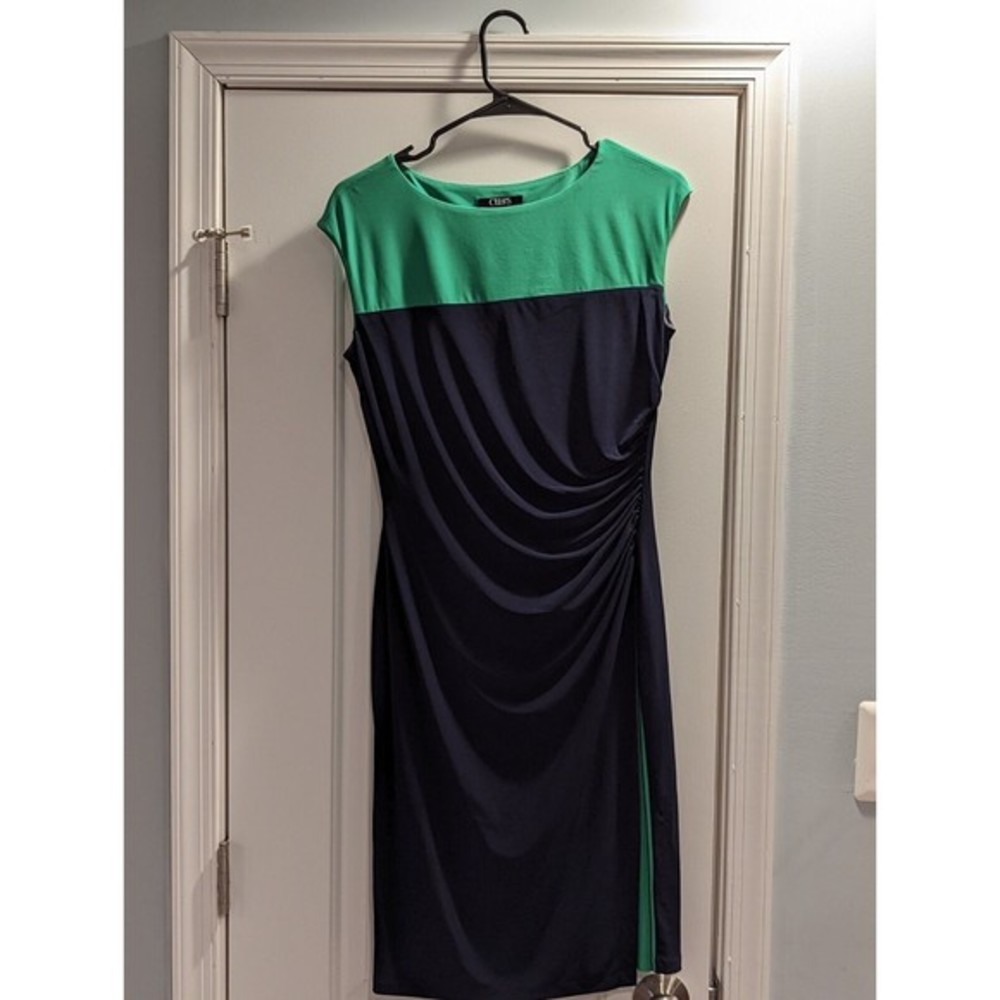 Chaps Women's Dress Size Medium Green and Navy Blue Used Great‎ Condition